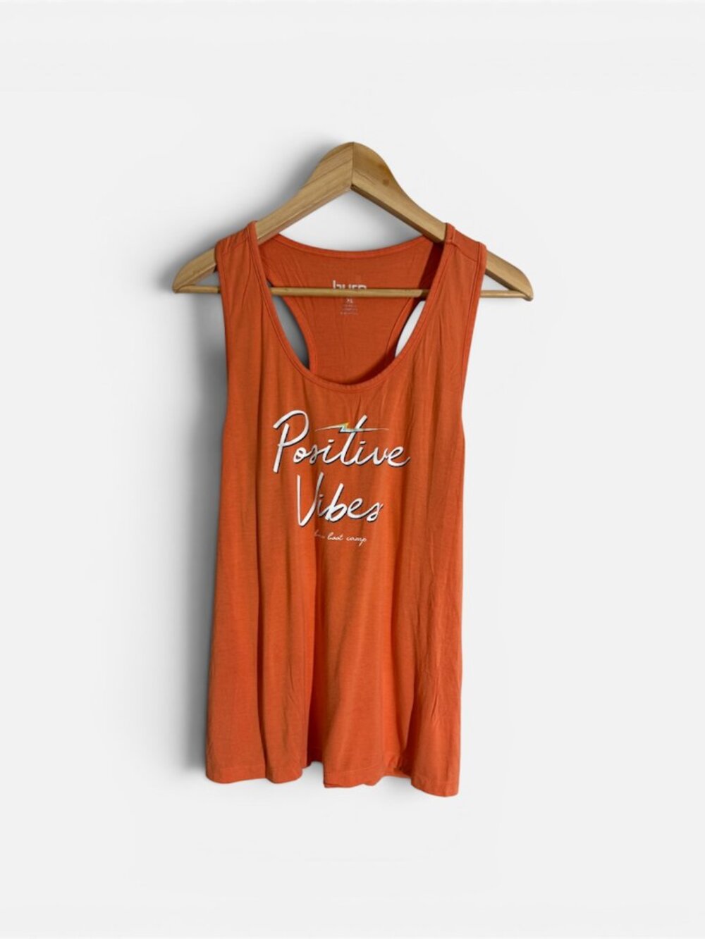 Burn Boot Camp "Positive Vibes RacerBack Women's Tank Top XL Orange